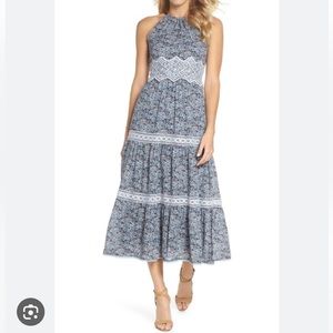 NEW Adelynrae blue printed midi dress